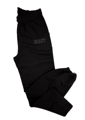 UNISEX SWEATPANT WIDE LEG W/ NAIT HOLLOW LETTERS (BLACK)