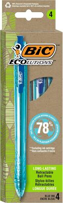 Bic Ocean Retractable Pen 4pk Blue 78% Ocean-Bound Recycled