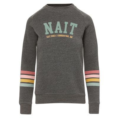 Ladies Sweater Crewneck Stripes On Sleeves W/Nait