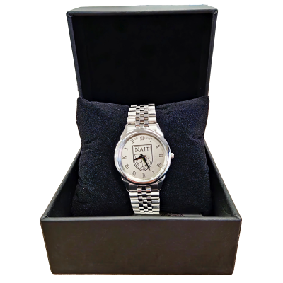 Men's Watch W/Rolled Link Bracelet Nait Medallion & Engravin