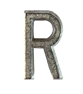 Lead Letter 1/2" Mounted R Flat Face