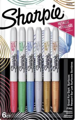 Marker Sharpie Fine Tip Metallic Ink 6 Pack Assorted Colors