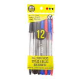 Pens Ballpoint 12pk Med Bl, Bk, Rd