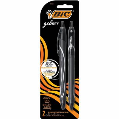 Pen Bic Gelocity Retractable Quick Dry Full Grip 2 Pack