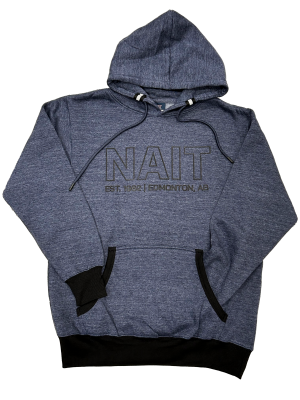 Unisex Hoodie Black Rib Knit Pockets Cuffs&Waistband W/Nait