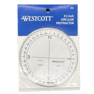 Compass Protractor Circular 3 1/2" 360 Degree Clear