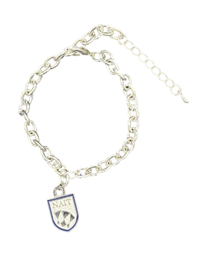 Charm Bracelet W/Charm Cut Out Nait Shield Silver Plated