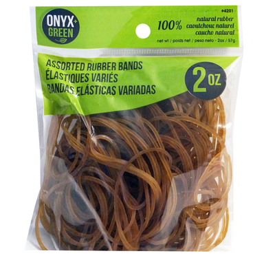 Rubber Bands 2 Oz Pack 100% Natural Rubber Assorted Sizes