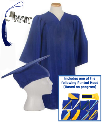 Kit Grad 2025 Gown Cap Tassel & Rental Hood - Size 39 Reg