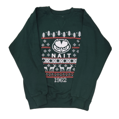 Unisex Ugly Christmas Sweater W/ N & Ooks Head Screen Front