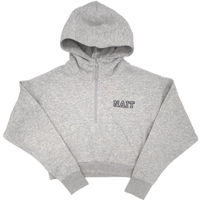 Ladies Drop Shoulder 1/2 Zip Hoodie Crop W/ Nait Letters 2025