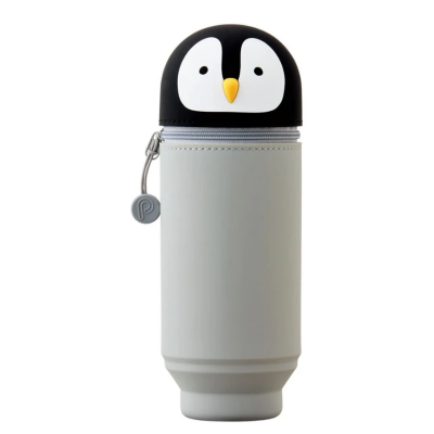 Pen Case Stand Up & Pen Cup Penguin Zipper Top Silicone