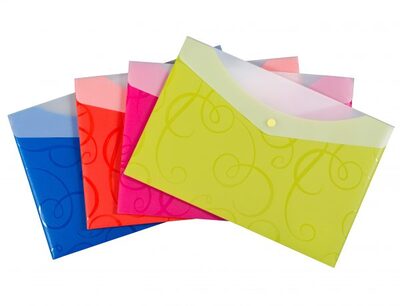 Poly Envelope Letter Heavy Duty Swirl 2 Pockets Button Closu