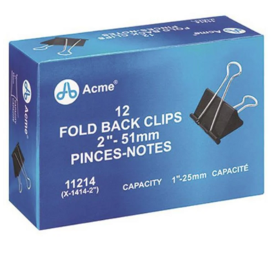 Clips Foldback 1" 12/Pk #11215  (Min/12)