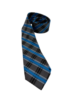 Tie - Server's At Ernests (Grey- White/Blue/Drk Grey Stripes
